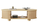 Oval Coffee Table 2 Sliding Doors, Rounded Corners,Hidden Compartment Center Table, Sofa table N605P339347E