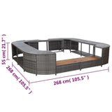 Square Spa Surround Grey 268 x 268 x 55 cm Poly Rattan 46074