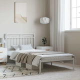 Metal Bed Frame without Mattress with Headboard White 100x190cm 373734