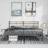 Metal Bed Frame without Mattress with Footboard Black 183x213cm 373714