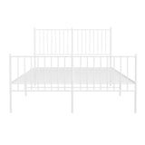 Metal Bed Frame without Mattress with Footboard White 135x190cm 350948