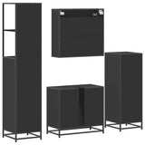 ZNTS 4 Piece Bathroom Furniture Set Black Engineered Wood 3301285