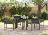 Garden Dining Set 5 pcs Grey Poly Rattan 3380749