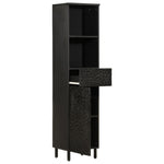 Bathroom Cabinet Black 38x33x160 cm Solid Wood Mango 356841