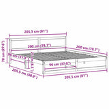 Bed Frame with Headboard Natural 200 x 200 cm Solid Pine Wood 873259