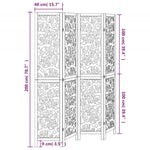 Room Divider 4 Panels White Solid Wood Paulownia 358739