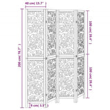 Room Divider 4 Panels White Solid Wood Paulownia 358739