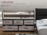 Rustic Chest of Five Fabric Drawers - Grey Wood Effect T3398P330539