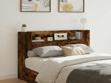Headboard Cabinet with LED Smoked Oak 140 x 16.5 x 103.5 cm 8006564