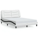 Bed Frame with LED without Mattress "Hvar" White and Black 140x200 cm 3213940