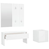 Hallway Furniture Set High Gloss White Engineered Wood 3082059