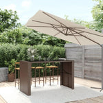 Bar Table with Glass Top Brown 185x80x110 cm Poly Rattan 362599