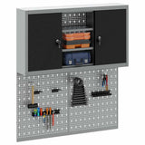 Tool Cabinet Set with Shelf 3 pcs Black Powder-Coated Steel 3321404