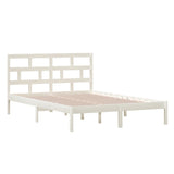 3101219 Bed Frame without Mattress White Solid Wood 140x200 cm
