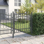 Fence Gate with Spikes Grey 100 x 100 cm Powder-coated steel 42008987