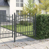 Fence Gate with Spikes Grey 100 x 100 cm Powder-coated steel 42008987