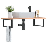 Basin Shelf Wall Mounted Steel and Solid Wood Oak 3302613