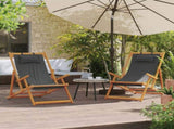 Folding Beach Chairs 2 pcs Grey Fabric 3214482