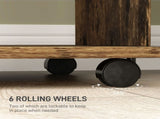 Open Wardrobe Double Mobile Storage Shelves Organizer W/6 Wheels-Rustic Brown T3398P328096