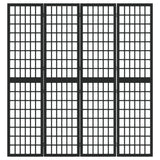 Folding 4-Panel Room Divider Japanese Style 160x170 cm Black 352080