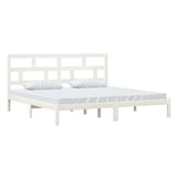 3101239 Bed Frame without Mattress White Solid Wood Pine 200x200 cm