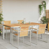 Dining Table 180x90x75 cm Solid Teak Wood and Stainless Steel 42006190