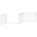 Dog Gate with Door Foldable 4 Panels White 320 cm Solid Wood Fir 352281