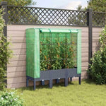 ZNTS Raised Bed with Greenhouse Cover Rattan Look 120x40x140 cm 4015834