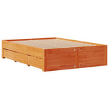 Bed Frame without Mattress with Drawers Wax Brown 150x200 cm King Size Solid Wood Pine 3308803