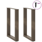 Dining Table Legs U-Shaped 2 pcs Natural Steel 50x cm Steel 4013179