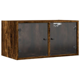 Wall Cabinet with Glass Doors Smoked Oak 68.5x37x35 cm 836505