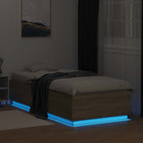 Bed Frame with LED Sonoma Oak 80 x 200 cm Engineered Wood 3429566