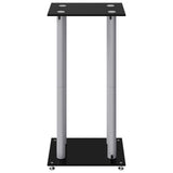 Speaker Stands 2 pcs Black&Silver Tempered Glass 4 Pillars Design 51818