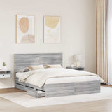 Bed Frame with Drawer Grey Sonoma 160 x 200 cm Engineer Wood 3411101