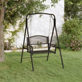 Swing Bench Black Steel Medium Durable Swing Bench 318832