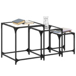 ZNTS Nesting Coffee Tables 3 pcs with Transparent Glass Top Steel 845986