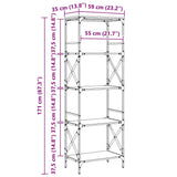 Bookcase 5-Tier Grey Sonoma 59x35x171 cm Engineered Wood 837625