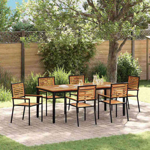 Garden Dining Set 7 pcs Black Poly Rattan 3365505