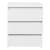 White Modern Bedside Table Cabinet Nightstand with 3 Storage Drawers Bedroom Furniture 49136774