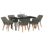 Garden Dining Set with Cushion 7 pcs Grey Poly Rattan 3261688