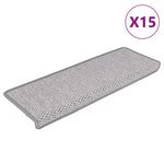 ZNTS Stair Mats Self-adhesive Sisal-Look 15 pcs 65x21x4 cm Platina 326882