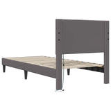 Bed Frame with LED Strip Lights Grey 90 x 190 cm Faux Leather 42028036