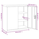 20114 Office Cabinet with 2 Doors Grey 90 cm Steel