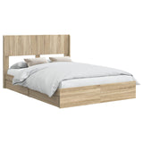 Bed Frame with Storage and Headboard Sonoma Oak 135 x 190 cm 3414391