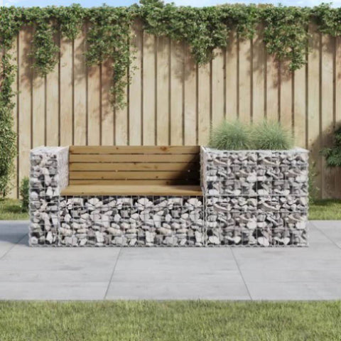 Garden Bench with Gabion Basket Impregnated Wood Pine 3196244