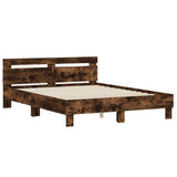 Bed Frame Smoked Oak Engineered wood Double Modern Bed Frame 3207424