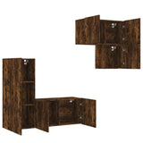 4 Piece TV Wall Units Smoked Oak Engineered Wood 3216432