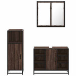 3 Piece Bathroom Furniture Set Brown Oak Engineered Wood 3300974