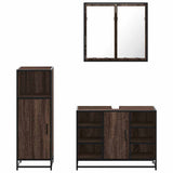 3 Piece Bathroom Furniture Set Brown Oak Engineered Wood 3300974