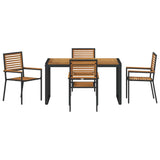 Garden Dining Set 5 pcs Black and Wood Poly Rattan 3365472